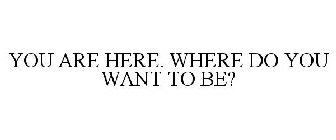 YOU ARE HERE. WHERE DO YOU WANT TO BE?