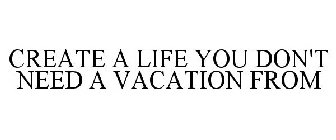 CREATE A LIFE YOU DON'T NEED A VACATION FROM