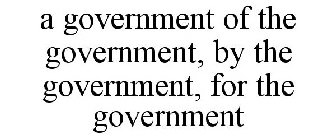 A GOVERNMENT OF THE GOVERNMENT, BY THE GOVERNMENT, FOR THE GOVERNMENT
