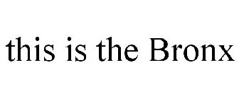 THIS IS THE BRONX