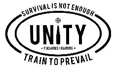 SURVIVAL IS NOT ENOUGH UNITY · FIREARMS TRAINING · TRAIN TO PREVAIL
