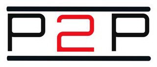 THE LETTERS/NUMBERS P2P, THE 2 IS RED AND THERE ARE 2 LINES ABOVE AND BELOW