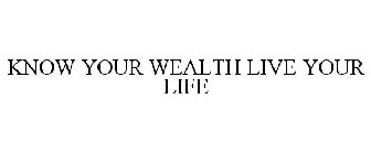 KNOW YOUR WEALTH LIVE YOUR LIFE