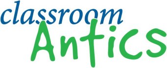 CLASSROOM IS LOWERCASE BLUE AND ANTICS IS MIXED-CASE GREEN WHERE LETTER A IS CAPITALIZED