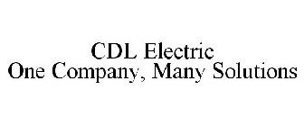 CDL ELECTRIC ONE COMPANY, MANY SOLUTIONS