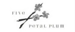 THE WORDS FIVE AND PETAL PLUM SURROUNDING REPRESENTATION OF FLOWERS ON STEM