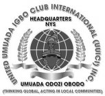 UNITED UMUADA IGBO CLUB INTERNATIONAL (UUICI) INC. HEADQUARTERS NYS UMUADA ODOZIE OBODO (THINKING GLOBAL, ACTING IN LOCAL COMMUNITIES)