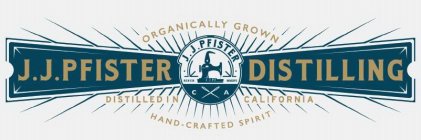 J.J. PFISTER SINCE XXMVI JJPF CA J.J. PFISTER DISTILLING ORGANICALLY GROWN HAND-CRAFTED SPIRIT DISTILLED IN CALIFORNIA
