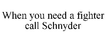 WHEN YOU NEED A FIGHTER CALL SCHNYDER