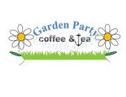 FLOWER WITH 8 PETALS, GARDEN PARTY COFFEE & TEA (THE T IS AN ANCHOR SYMBOL) FLOWER WITH 8 PETALS