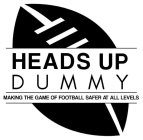 HEADS UP DUMMY MAKING THE GAME OF FOOTBALL SAFER AT ALL LEVELS