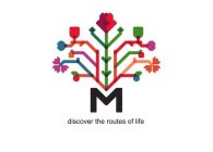 CAPITAL LETTER M FOLLOWED BY THE WORDS: DISCOVER THE ROUTES OF LIFE