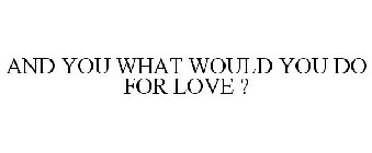 AND YOU WHAT WOULD YOU DO FOR LOVE ?