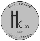 HC CO. HAW CREEK COMPANY EST. 2017 LOCAL GOODS & SERVICES