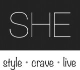 SHE STYLE · CRAVE · LIVE