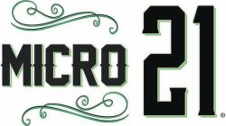 SPECIAL BLACK FONT WITH LIGHT GREEN SHADOW CAPITAL 'M' 'I' 'C' 'R' 'O' '21'