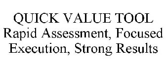QUICK VALUE TOOL RAPID ASSESSMENT, FOCUSED EXECUTION, STRONG RESULTS