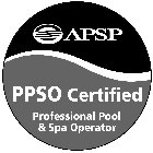 APSP PPSO CERTIFIED PROFESSIONAL POOL AND SPA OPERATOR