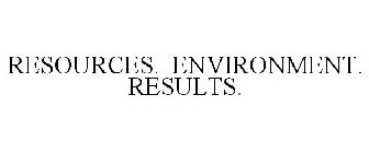 RESOURCES. ENVIRONMENT. RESULTS.