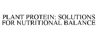 PLANT PROTEIN: SOLUTIONS FOR NUTRITIONAL BALANCE