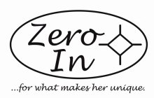 ZERO IN ...FOR WHAT MAKES HER UNIQUE.