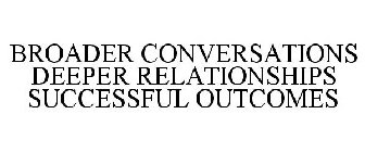 BROADER CONVERSATIONS DEEPER RELATIONSHIPS SUCCESSFUL OUTCOMES