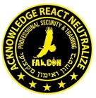 ACKNOWLEDGE REACT NEUTRALIZE FALCON PROFESSIONAL SECURITY & TRAINING