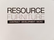 RESOURCE FURNITURE CONTRACT · DEVELOPMENT · MICRO