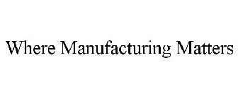 WHERE MANUFACTURING MATTERS