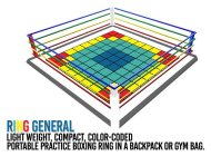 RING GENERAL LIGHT WEIGHT, COMPACT, COLOR-CODED PORTABLE PRACTICE BOXING RING IN A BACKPACK OR GYM BAG.