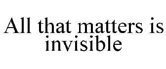ALL THAT MATTERS IS INVISIBLE
