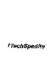 THE WORD TECHSPEDITE IN STYLIZED FONT, WITH A HALF SPROCKET-WHEEL TO THE LEFT SIDE
