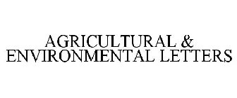 AGRICULTURAL & ENVIRONMENTAL LETTERS