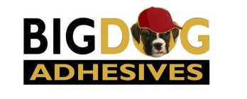 THE WORD BIGDOG OVER ADHESIVES WHERE A PICTURE OF A DOG WEARING A HAT IS THE O IN BIGDOG