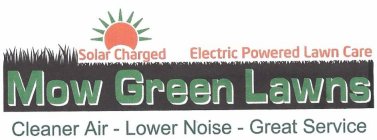 SOLAR CHARGED ELECTRIC POWERED LAWN CARE MOW GREEN LAWNS CLEANER AIR - LOWER NOISE - GREAT SERVICE