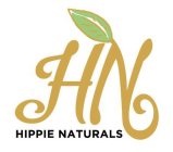 CAPITAL STYLIZED GOLD HN, ALL CAPS HIPPIE NATURALS IN BLACK