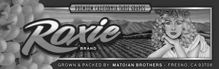 PREMIUM CALIFORNIA TABLE GRAPES ROXIE BRAND GROWN & PACKED BY: MATOIAN BROTHERS - FRESNO, CA 93706