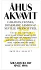 ÅHUS AKVAVIT CARAWAY, FENNEL, ROSEMARY,LEMON & SEVILLE ORANGE PEEL MADE IN SWEDEN IN THE VILLAGE OF ÅHUS, AQUAVIT SPICES, HERBS AND TRADITIONAL PURE GRAIN SPIRIT HAVE BEEN DISTILLED FOR HUNDREDS OF 