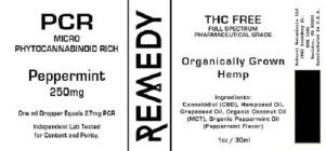 PCR MICRO PHYTOCANNABINOID RICH PEPPERMINT 250MG ONE ML DROPPER EQUALS 27MG PCR INDEPENDENT LAB TESTED FOR CONTENT AND PURITY. REMEDY THC FREE FULL SPECTRUM PHARMACEUTICAL GRADE ORGANICALLY GROWN HEMP