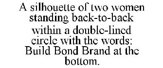A SILHOUETTE OF TWO WOMEN STANDING BACK-TO-BACK WITHIN A DOUBLE-LINED CIRCLE WITH THE WORDS: BUILD BOND BRAND AT THE BOTTOM.