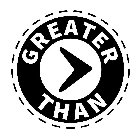 GREATER THAN >
