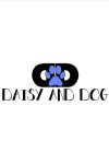 DAISY AND DOG WRITTEN UNDERNEATH AN INVERTED CAPITALIZED LETTER D ALONGSIDE ANOTHER CAPITALIZED LETTER D WITH LIGHT PURPLE PAW PRINT IN THE MIDDLE OVERLAPPING THEM BOTH