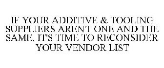 IF YOUR ADDITIVE & TOOLING SUPPLIERS AREN'T ONE AND THE SAME, IT'S TIME TO RECONSIDER YOUR VENDOR LIST