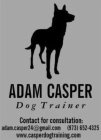 ADAM CASPER DOG TRAINER CONTACT FOR CONSULTATION: ADAM.CASPER24@GMAIL.COM (973)652-4325 WWW.CASPERDOGTRAINING.COM