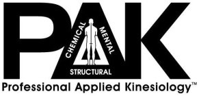 PAK CHEMICAL MENTAL STRUCTURAL PROFESSIONAL APPLIED KINESIOLOGY