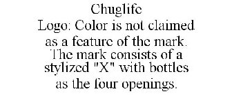 CHUGLIFE LOGO: COLOR IS NOT CLAIMED AS A FEATURE OF THE MARK. THE MARK CONSISTS OF A STYLIZED 