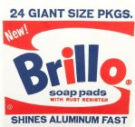 NEW! BRILLO SOAP PADS WITH RUST RESISTER 24 GIANT SIZE PKGS SHINES ALUMINUM FAST