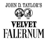 JOHN D. TAYLOR'S VELVET FALERNUM  CERTIFICATE OF MERIT 1923 CLUB OENOLOGIQUE 1980