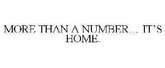 MORE THAN A NUMBER... IT'S HOME.