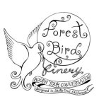 FOREST BIRD FINERY ADORN YOU CONVERSATION DESIGNED IN SANTA CRUZ CALIFORNIA